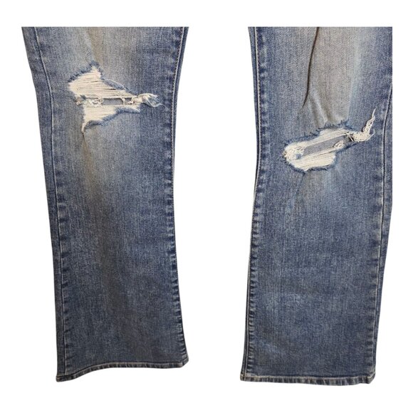 Daze Go Getter Jeans Distressed High Rise Flare Leg New Blue Size 26 - Picture 11 of 17